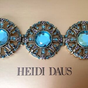 Heidi Daus Victorian Crystal Bracelet Aqua Blue Multi OS
